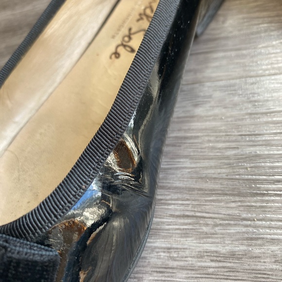 French Sole Black Leather Ballerina Shoe with Ribbon Bow - Picture 4 of 7